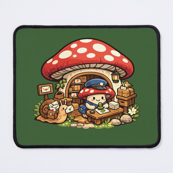 Item preview, Cute Mushroom Post Office Cozy Fantasy Mail Carrier Illustration designed and sold by SimplePoDesign.