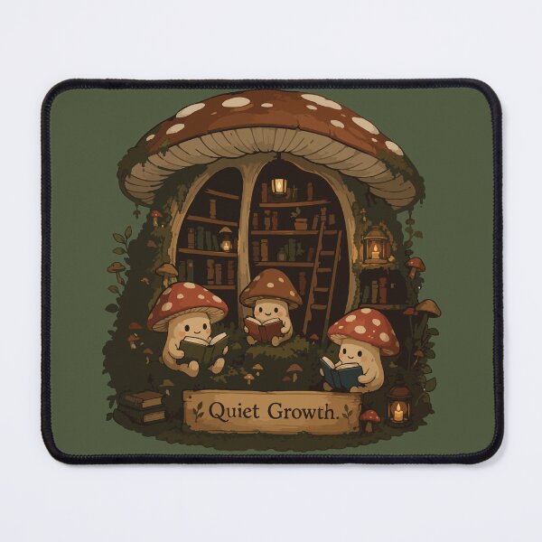 Item preview, Cute Mushroom Library Cozy Cottagecore Reading Illustration designed and sold by SimplePoDesign.