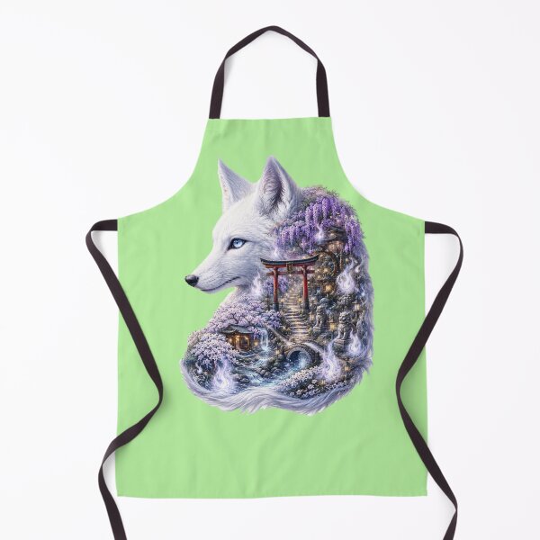 Item preview, Celestial White Kitsune – Enchanted Shrine Fantasy with Wisteria Blossoms designed and sold by sunbowjp stadio.