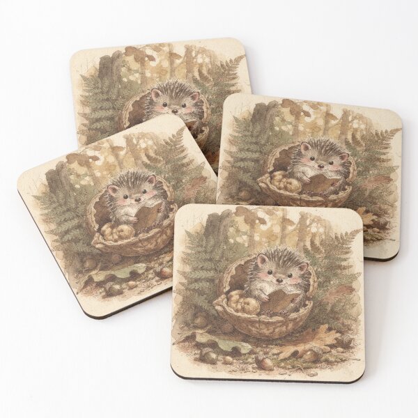 Item preview, Hedgehog Reading in a Walnut Shell designed and sold by PictorialWhimsy.