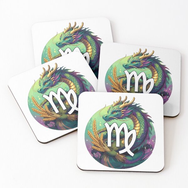 Item preview, Virgo Dragon Wheat Symbol Green Fantasy Zodiac Art designed and sold by Zodiac Celestial Art.