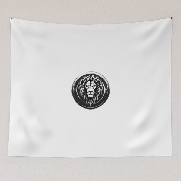 Item preview, Majestic Silver Lion Emblem – Minimalist Black & Chrome Crest designed and sold by Artisan Finds Online.