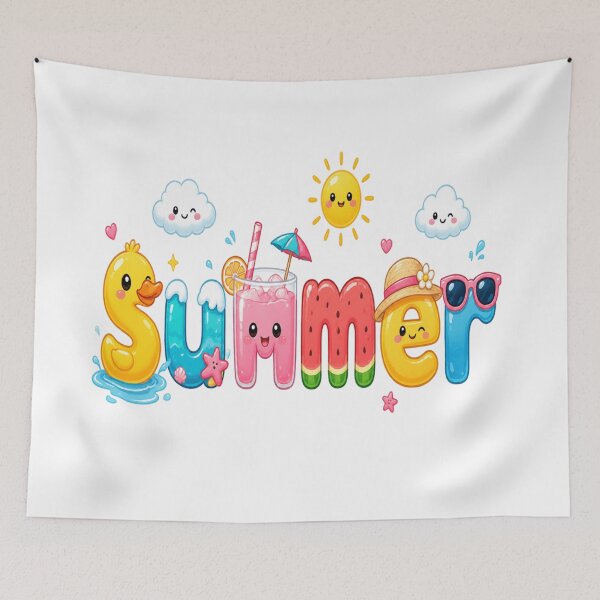 Item preview, Cute Kawaii Summer Typography - Fun Cartoon Beach Vacation Text designed and sold by ToonyTeez.