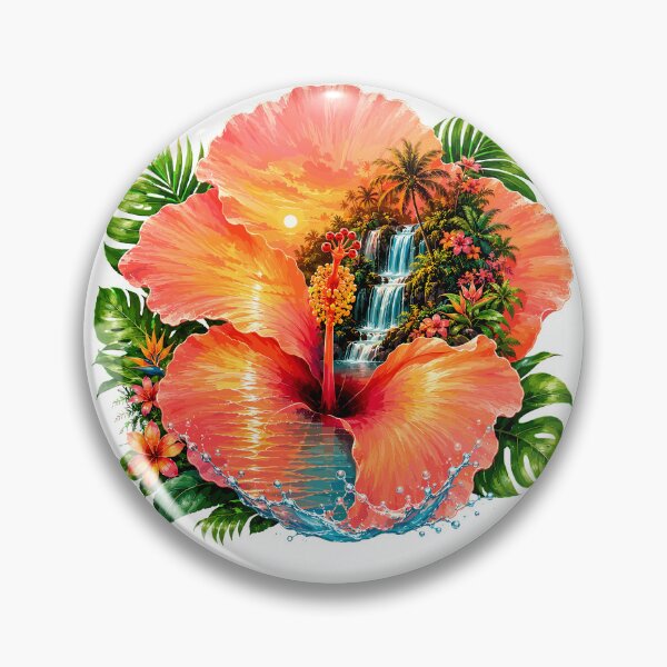Item preview, Tropical Hibiscus Waterfall Sunset designed and sold by JasKei-Designs.