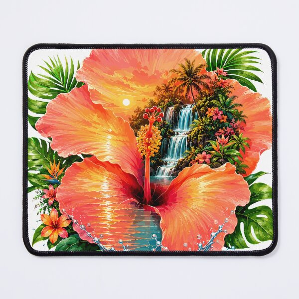 Item preview, Tropical Hibiscus Waterfall Sunset designed and sold by JasKei-Designs.