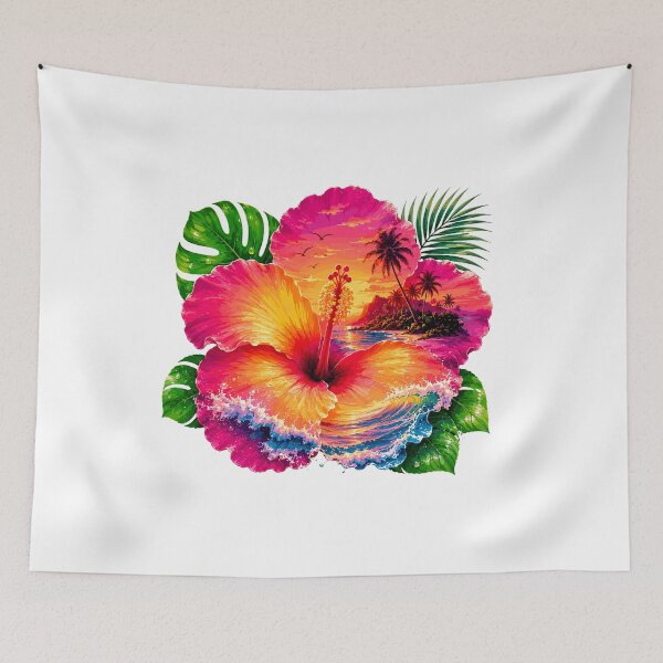 Item preview, Tropical Hibiscus Beach Sunset designed and sold by JasKei-Designs.