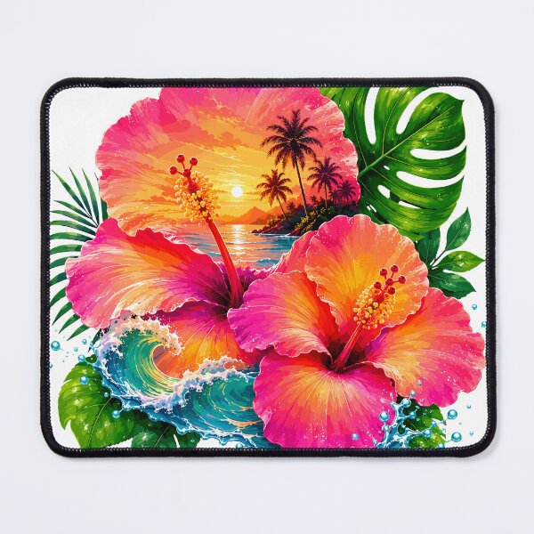 Item preview, Pink Hibiscus Tropical Ocean Sunset designed and sold by JasKei-Designs.