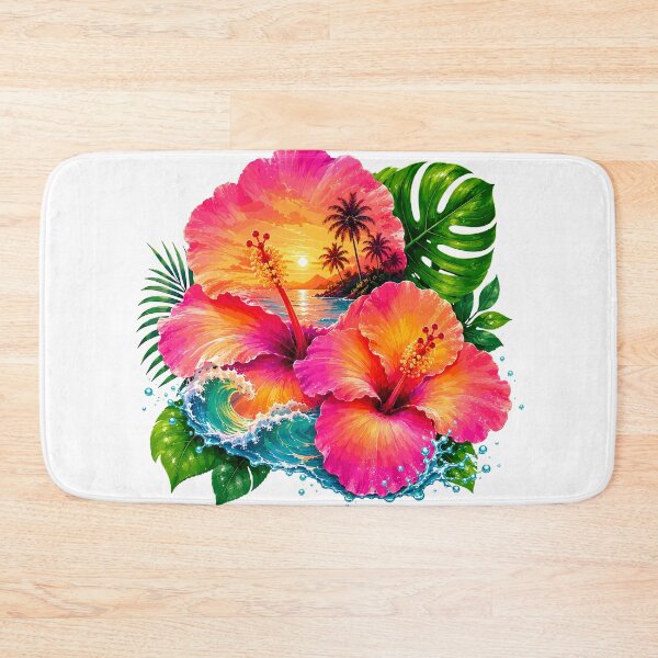 Item preview, Pink Hibiscus Tropical Ocean Sunset designed and sold by JasKei-Designs.