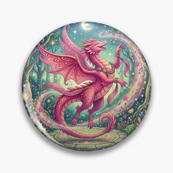 Item preview, Dancing Pink Dragon in a floral Circle  designed and sold by Creatstyle1.