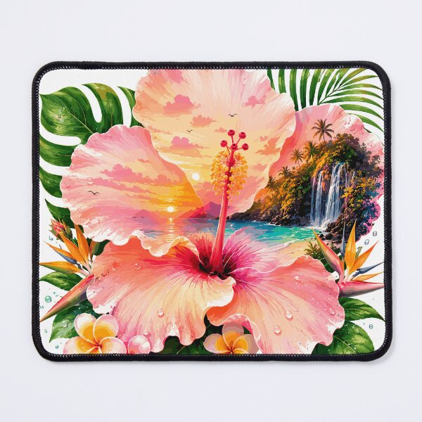 Item preview, Peach Hibiscus Tropical Waterfall Sunset designed and sold by JasKei-Designs.