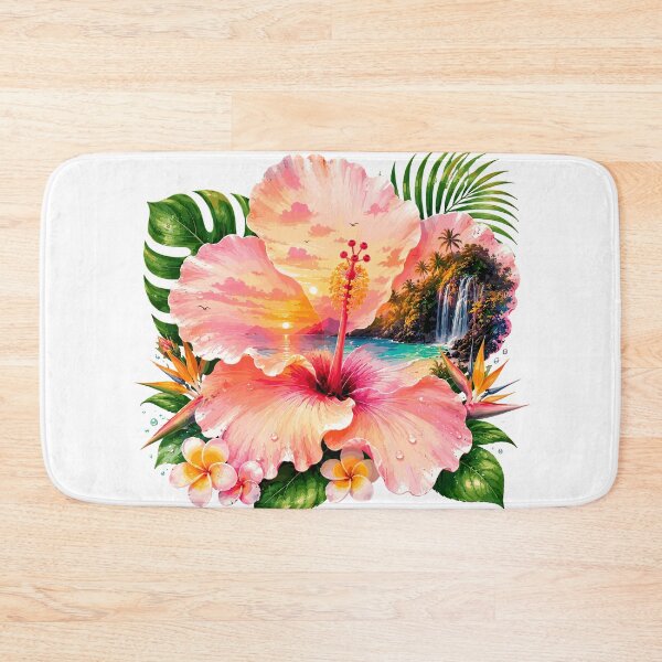 Item preview, Peach Hibiscus Tropical Waterfall Sunset designed and sold by JasKei-Designs.