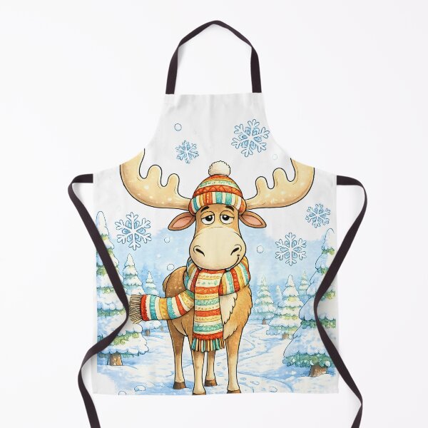 Item preview, Winter Moose in Scarf | Whimsical Snowy Forest Art designed and sold by Clothes With Smiling Animals Walt Gral.