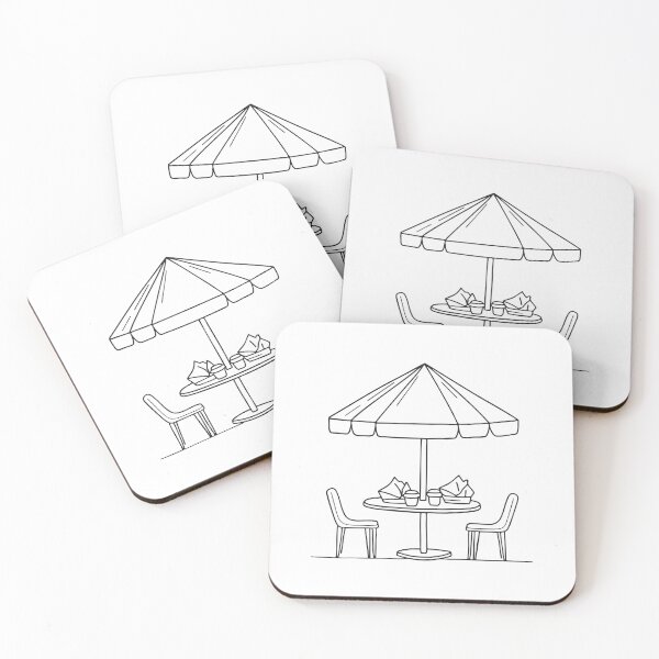 Item preview, An umbrella table with crumpled tissues beside a food stall designed and sold by rasagamastore.