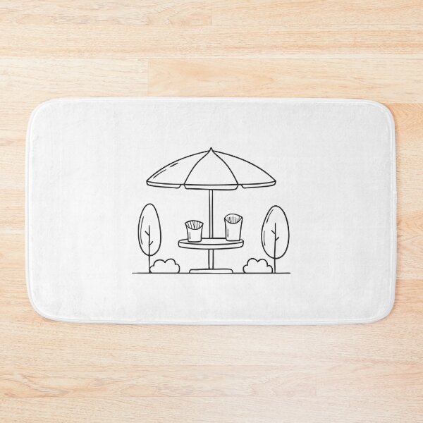 Item preview, An umbrella table standing over snack wrappers in a public park designed and sold by rasagamastore.