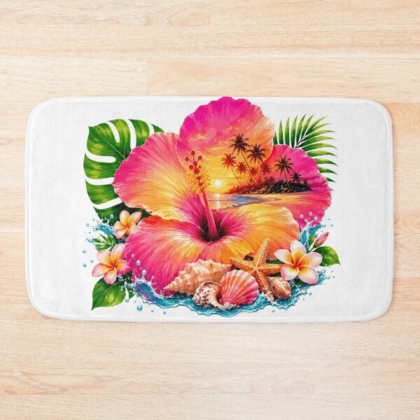 Item preview, Tropical Hibiscus Seashell Beach Sunset designed and sold by JasKei-Designs.