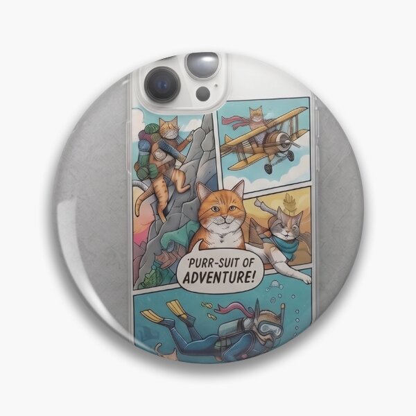 Item preview, Purr-suit of Adventure Comic Strip Cat Phone Case – Comic Book Style Adventure Illustration designed and sold by Ranchain.