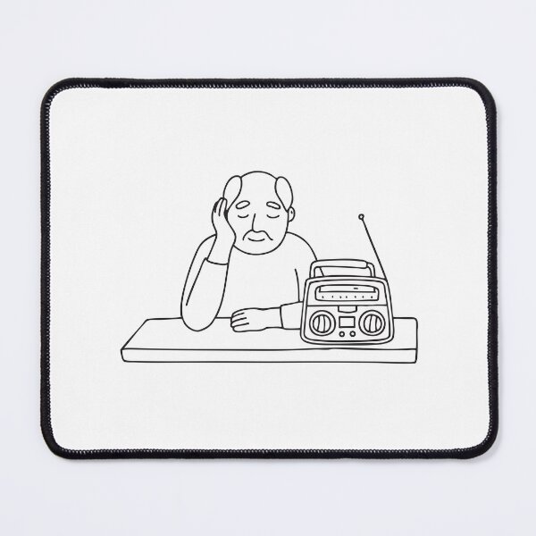 Item preview, An uncle taking a nap on a table next to a vintage radio designed and sold by rasagamastore.