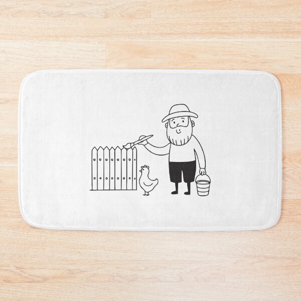 Item preview, An uncle painting a wooden fence near a chicken shed designed and sold by rasagamastore.
