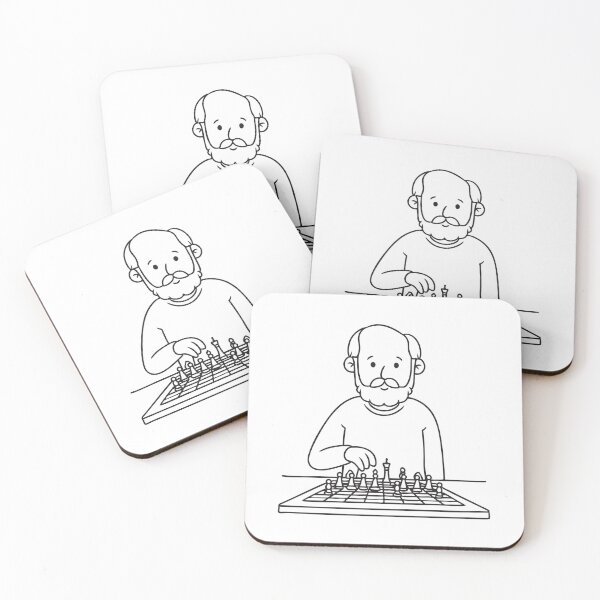 Item preview, An uncle engaged in chess at a worn out table designed and sold by rasagamastore.