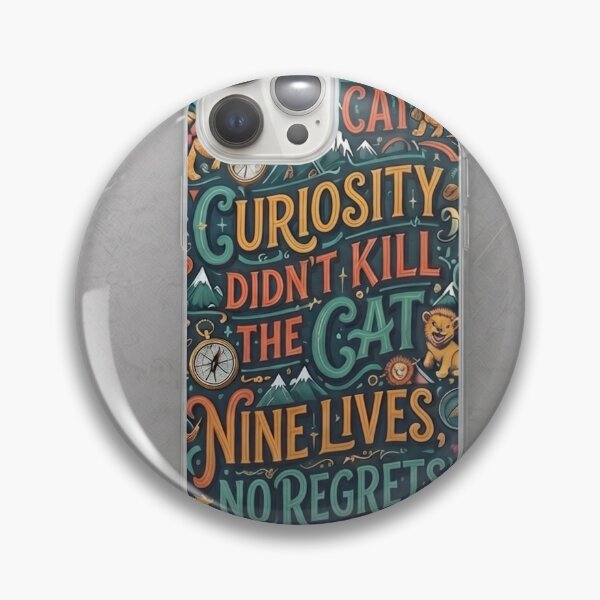 Item preview, Curiosity & Nine Lives Typography Cat Case – Motivational Retro Cat Quote Illustration designed and sold by Ranchain.