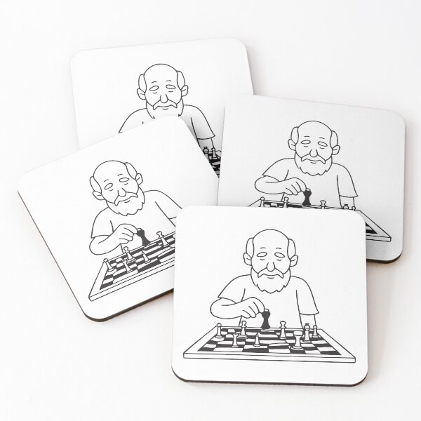 Item preview, An uncle concentrating on a chess game with aged pieces designed and sold by rasagamastore.
