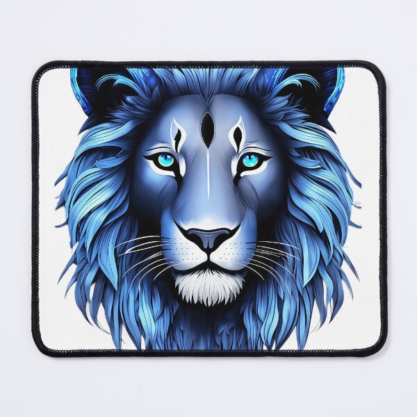 Item preview, Mystic Sapphire Lion – Ethereal Blue Wildlife Illustration designed and sold by Artisan Finds Online.