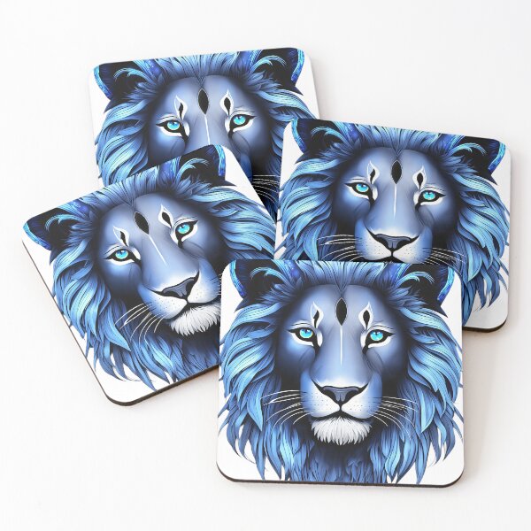 Item preview, Mystic Sapphire Lion – Ethereal Blue Wildlife Illustration designed and sold by Artisan Finds Online.
