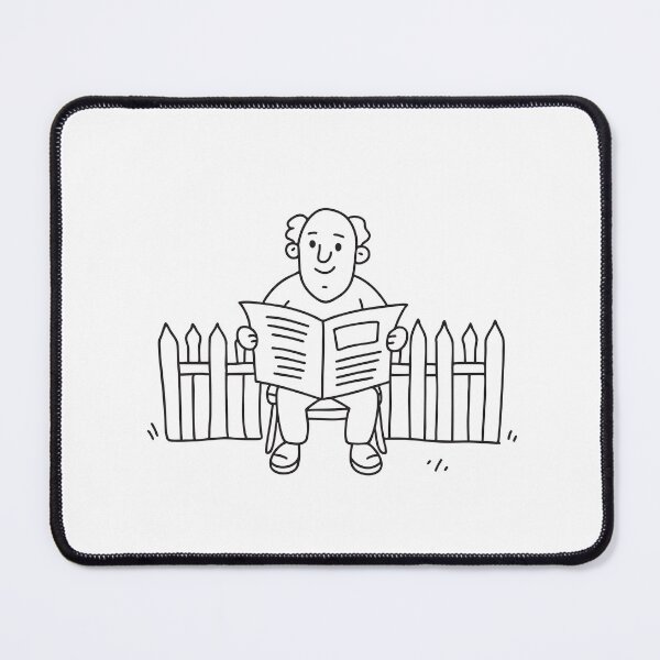 Item preview, An uncle reading the paper while seated near a garden fence designed and sold by rasagamastore.