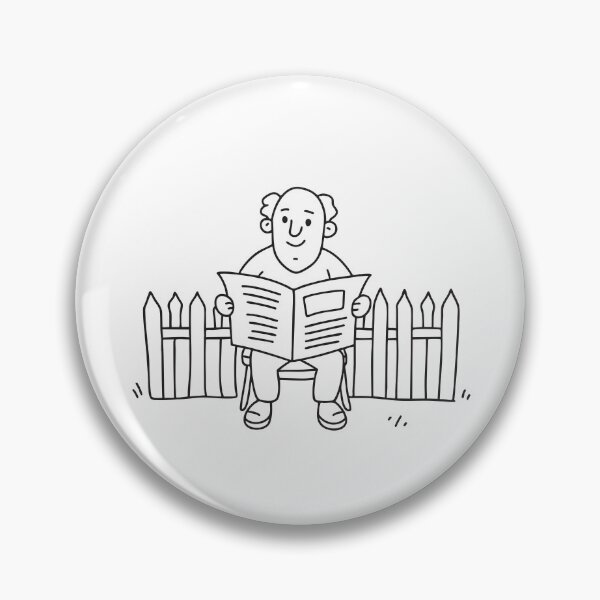 Item preview, An uncle reading the paper while seated near a garden fence designed and sold by rasagamastore.