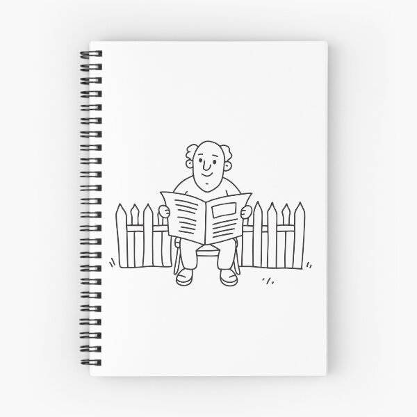 Item preview, An uncle reading the paper while seated near a garden fence designed and sold by rasagamastore.