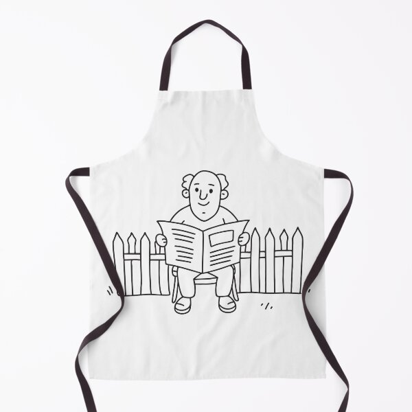 Item preview, An uncle reading the paper while seated near a garden fence designed and sold by rasagamastore.