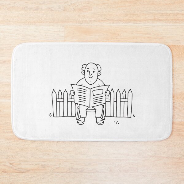 Item preview, An uncle reading the paper while seated near a garden fence designed and sold by rasagamastore.