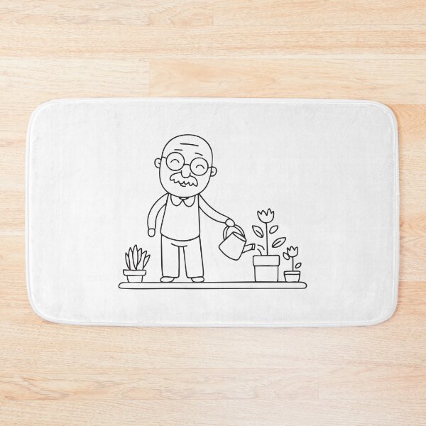 Item preview, An uncle watering flowers while humming near potted plants designed and sold by rasagamastore.
