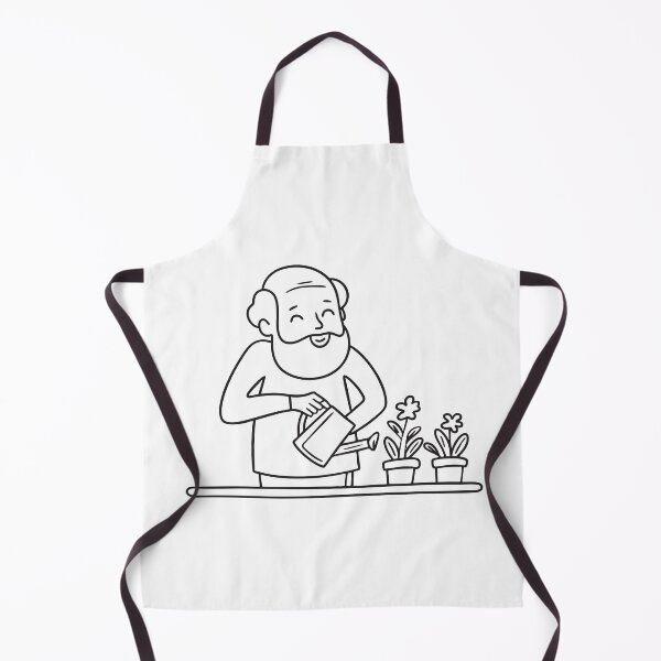 Item preview, An uncle humming while watering plants next to flower pots designed and sold by rasagamastore.