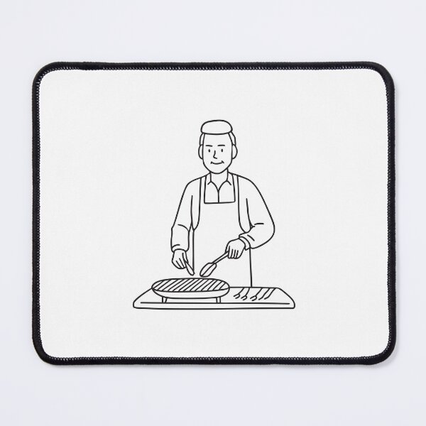 Item preview, An uncle grilling food in an apron during a family BBQ designed and sold by rasagamastore.