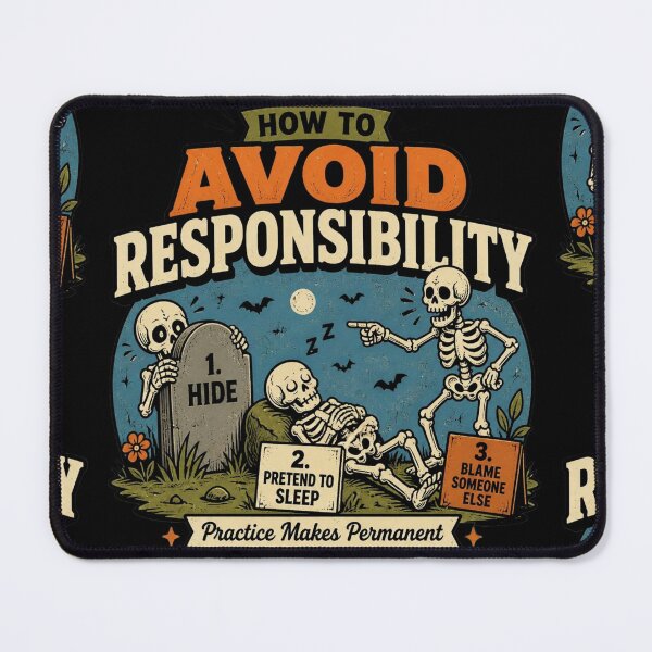 Item preview, How to Avoid Responsibility Funny Skeleton Dark Comedy Graphic T-Shirt designed and sold by Ecocrushstudio.