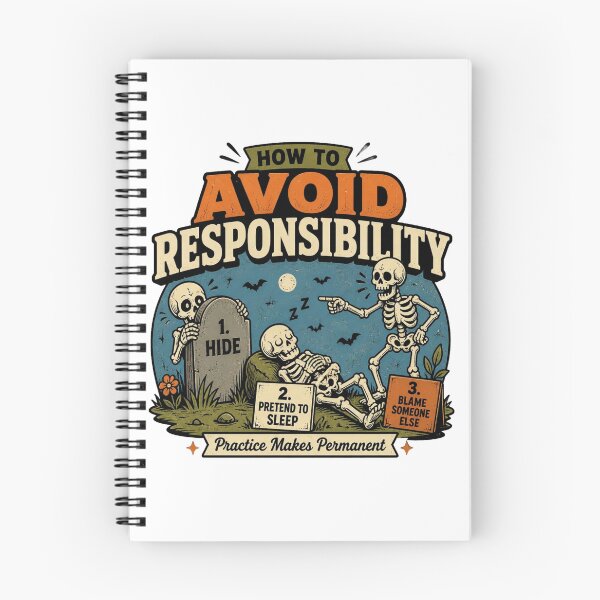 Item preview, How to Avoid Responsibility Funny Skeleton Dark Comedy Graphic T-Shirt designed and sold by Ecocrushstudio.