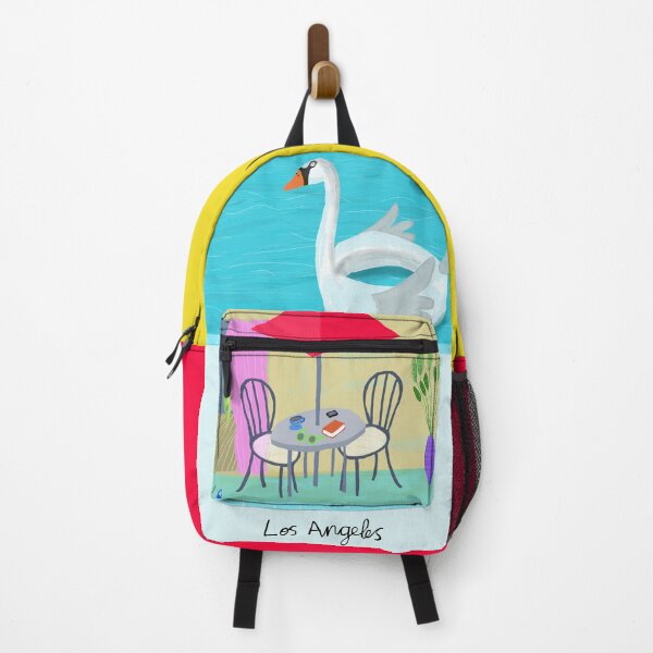 Item preview, Los Angeles Pool Scene With Swan Float By Artist Carla Daly designed and sold by Carla Daly.