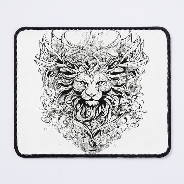 Item preview, Mystic Tribal Lion – Intricate Monochrome Fantasy Illustration designed and sold by Artisan Finds Online.