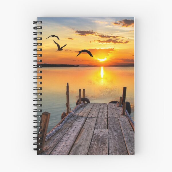 Item preview, Golden Sunset Over a Peaceful Lake Dock – Scenic Nature Landscape Photography designed and sold by Wild Bloom Paws.