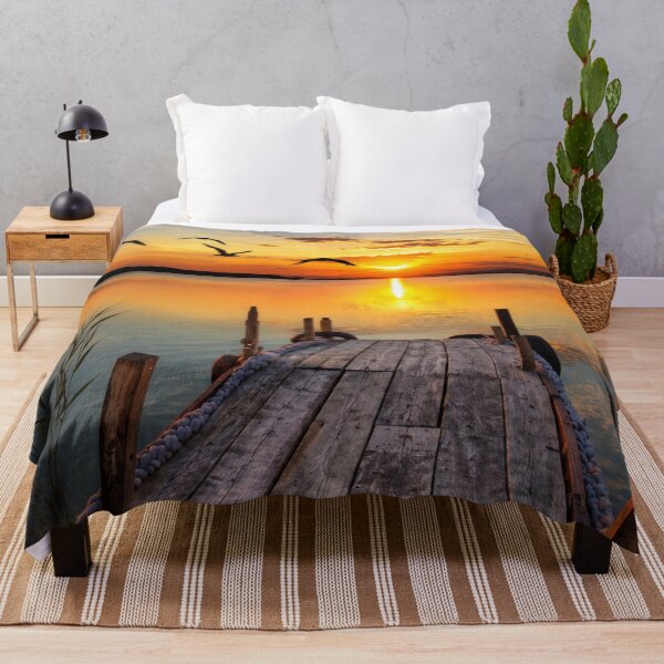 Item preview, Golden Sunset Over a Peaceful Lake Dock – Scenic Nature Landscape Photography designed and sold by Wild Bloom Paws.
