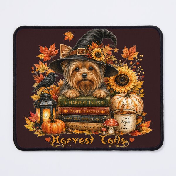 Item preview, Cute Yorkie Halloween Witch Harvest Tales designed and sold by tamdevo1.