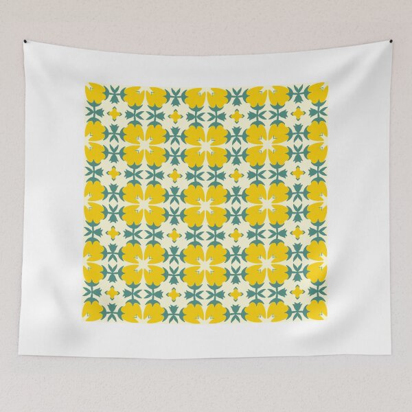 Item preview, Golden Petal Symmetry Botanical Tile Pattern designed and sold by parkergold.