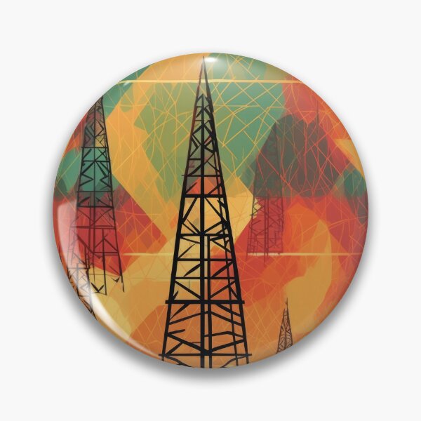 Item preview, Abstract Geometric Sunset Landscape with Electric Pylons designed and sold by pinkal.