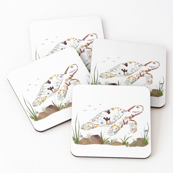 Item preview, Botanical Sea Turtle Pressed Flower Art designed and sold by JingsFlowerArt.