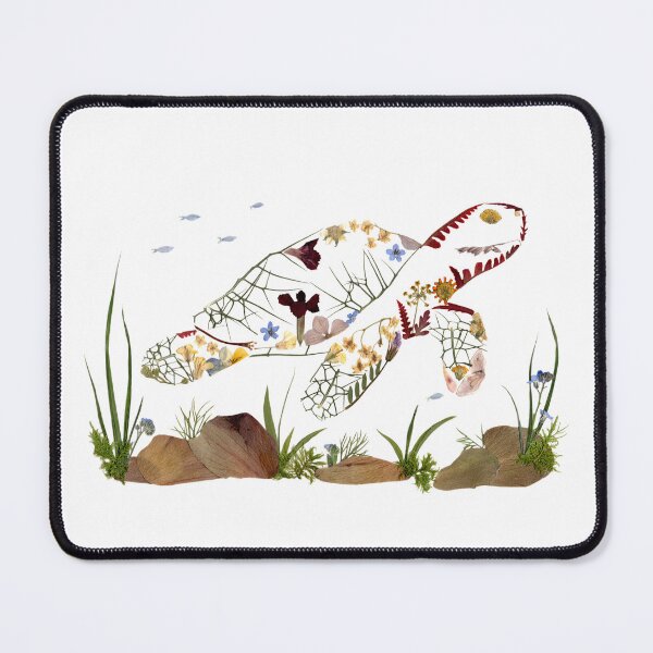 Item preview, Botanical Sea Turtle Pressed Flower Art designed and sold by JingsFlowerArt.