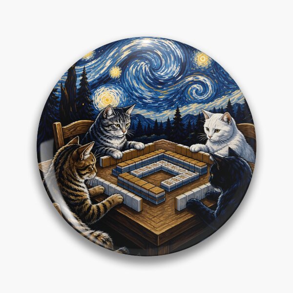Item preview, Cats Playing Mahjong Starry Night  designed and sold by Odd Culture Supply.