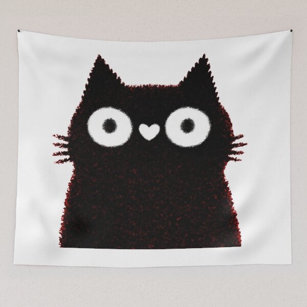 Item preview, Cute Big Eyed Black Cat Kawaii Illustration designed and sold by Hoodybaba.