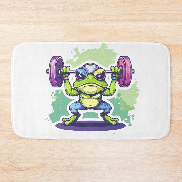 Item preview, Funny Gym Frog Lifting Weights Workout Fitness Weightlifter Sticker designed and sold by VectorForge.