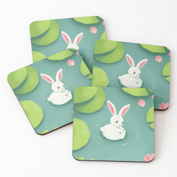 Item preview, Cute Bunny Lotus Pond designed and sold by ArtisticWild.